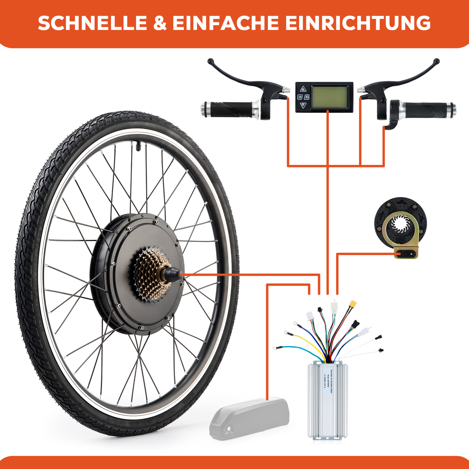 500W/1000W/1500W E-Bike Conversion Kits Electric Bicycle Front/Rear Wheel Motor