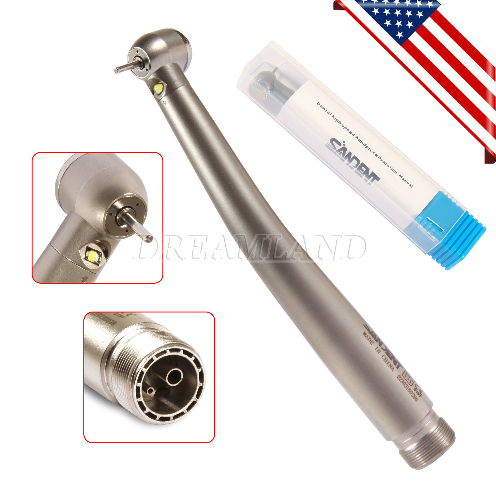 Pieza de mano LED turbina alta velocidad fibra óptica dental estilo NSK 2 Holes