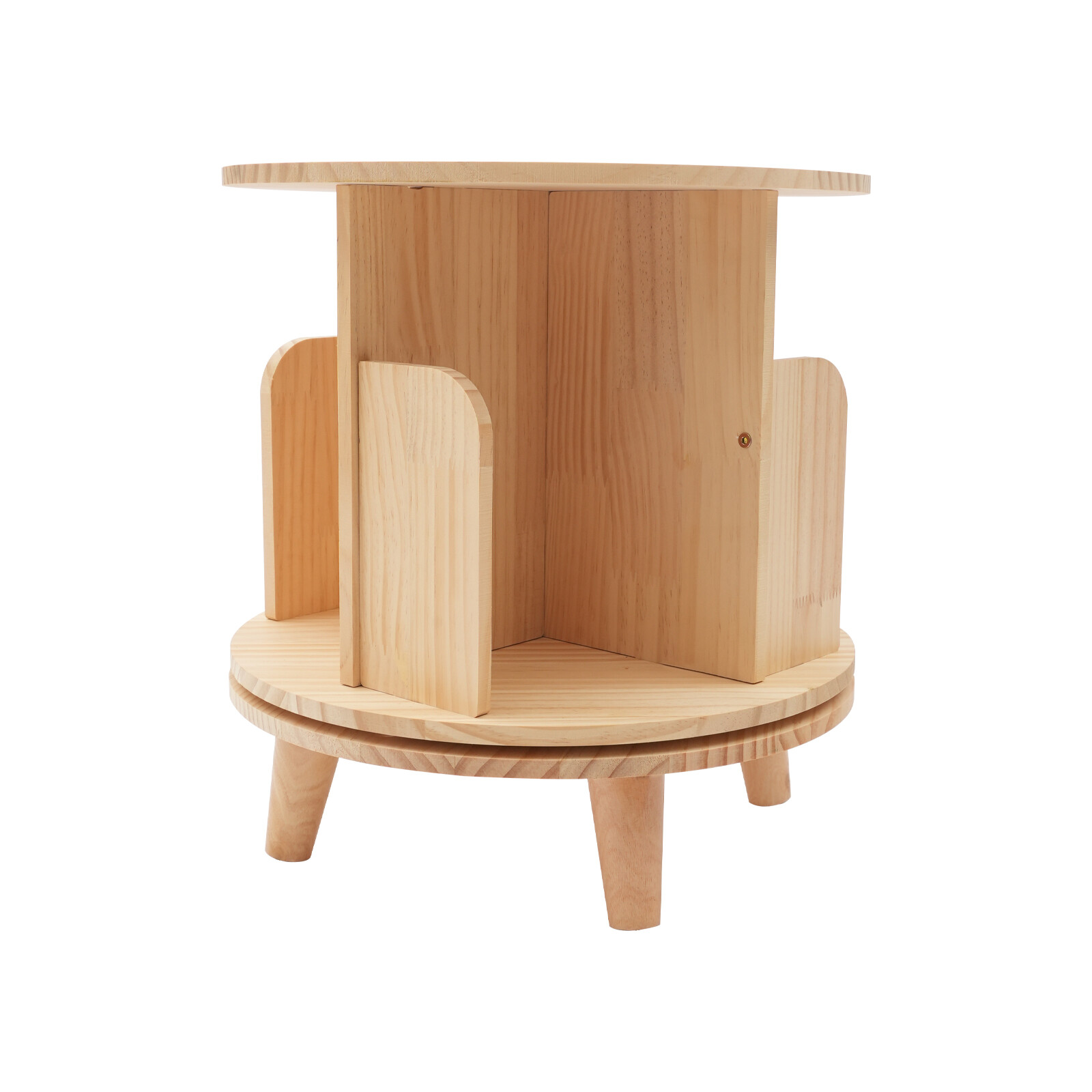 360° Rotating Bookshelf Wood Bookcase Storage Shelf Freestanding Display Rack