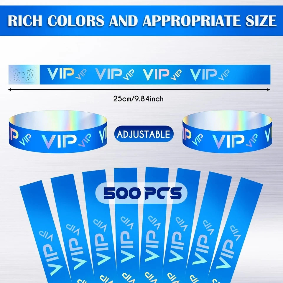 Teling 500 Pack VIP Plastic Wristbands Party Wristbands for Events VIP Custom