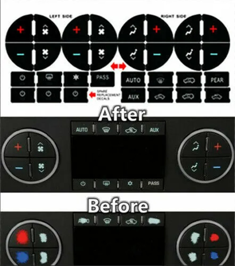 2x AC Dash Button Repair Kit Dual Climate Control Decal Sticker For GM SUV Truck