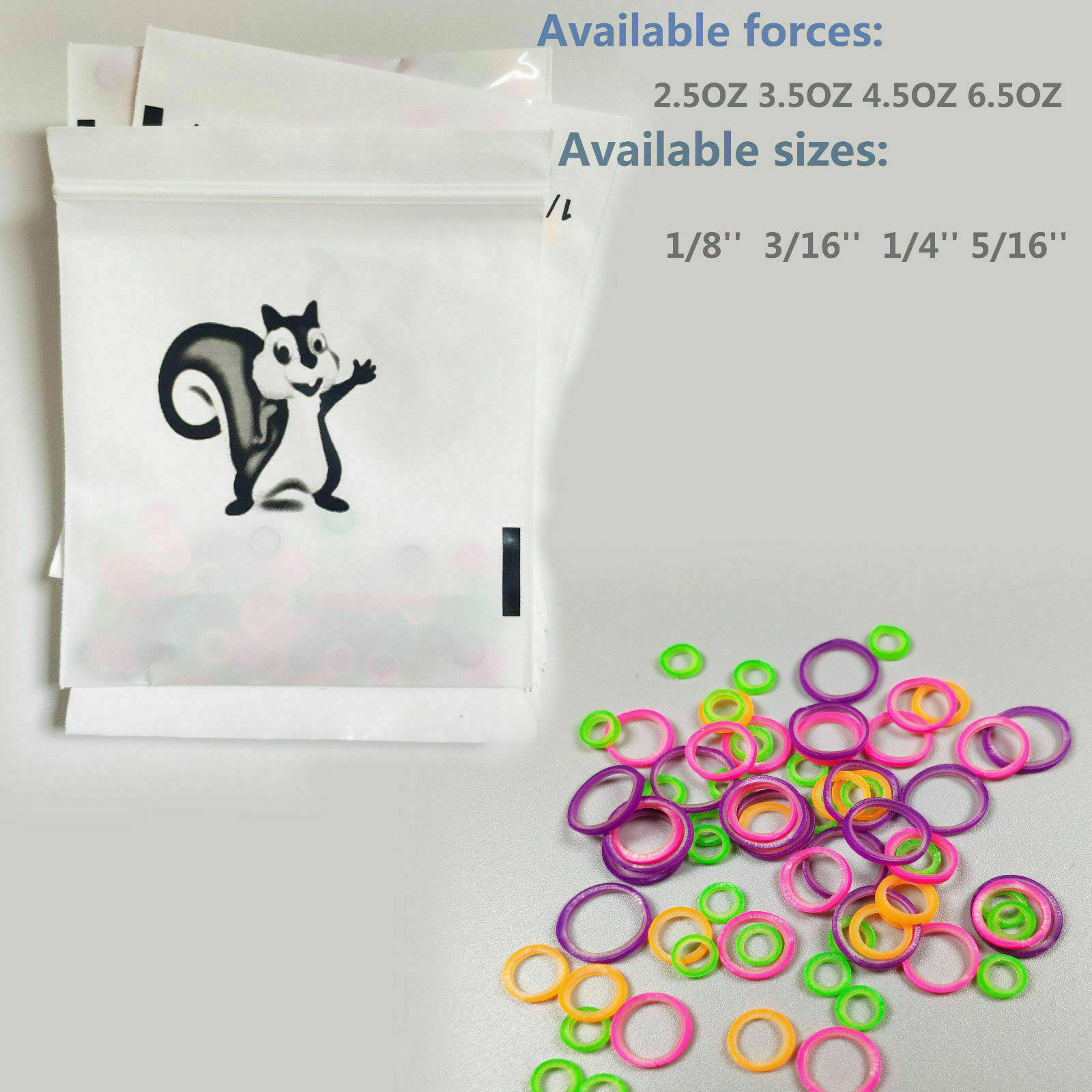 Dental Orthodontic Elastic Rubber Band Ties Colorful 2.5/3.5/4.5/6.5OZ 100/5000X