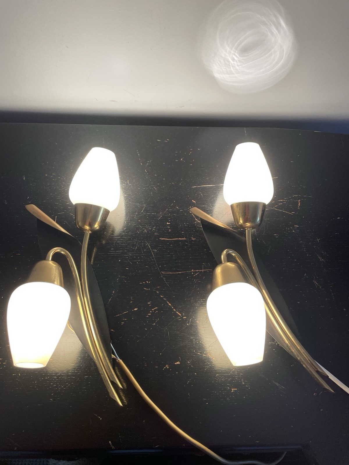Vintage Mid-century Italian Double Sconces Wall Lights X2