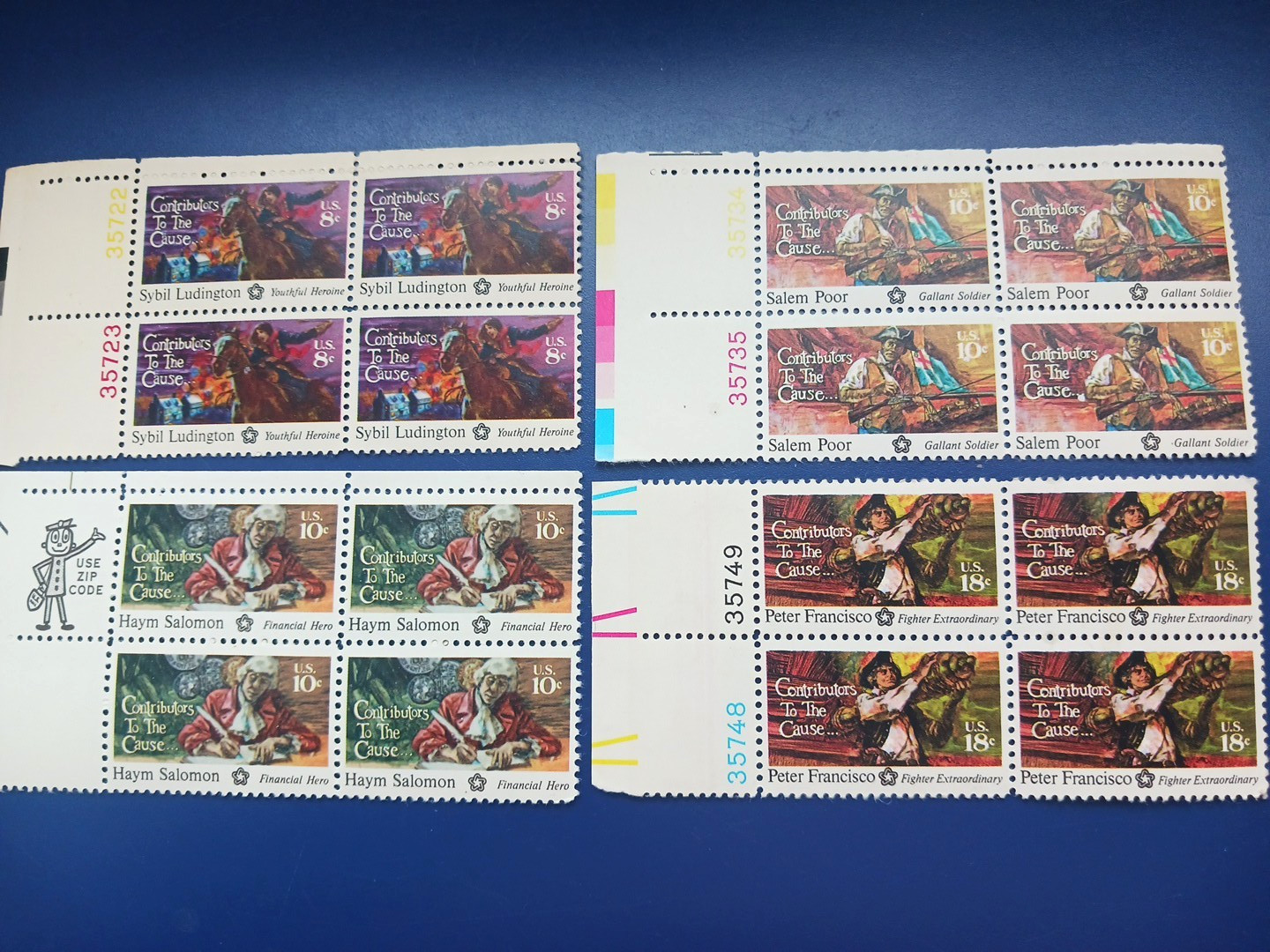 AMERICA BICENTENNAIL-CONTRIBUTORS TO THE CAUSE SET plate blocks