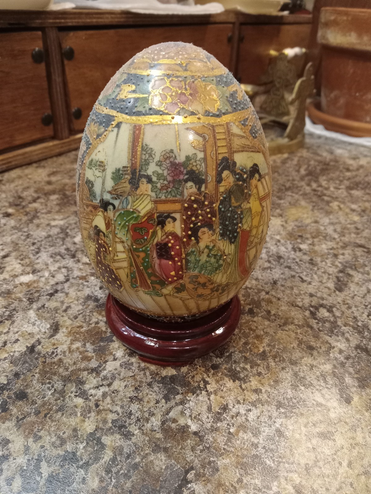 LOT of 12 Asian Carved Wood Display Stand 2.5in Diameter Footed Red Lacquer
