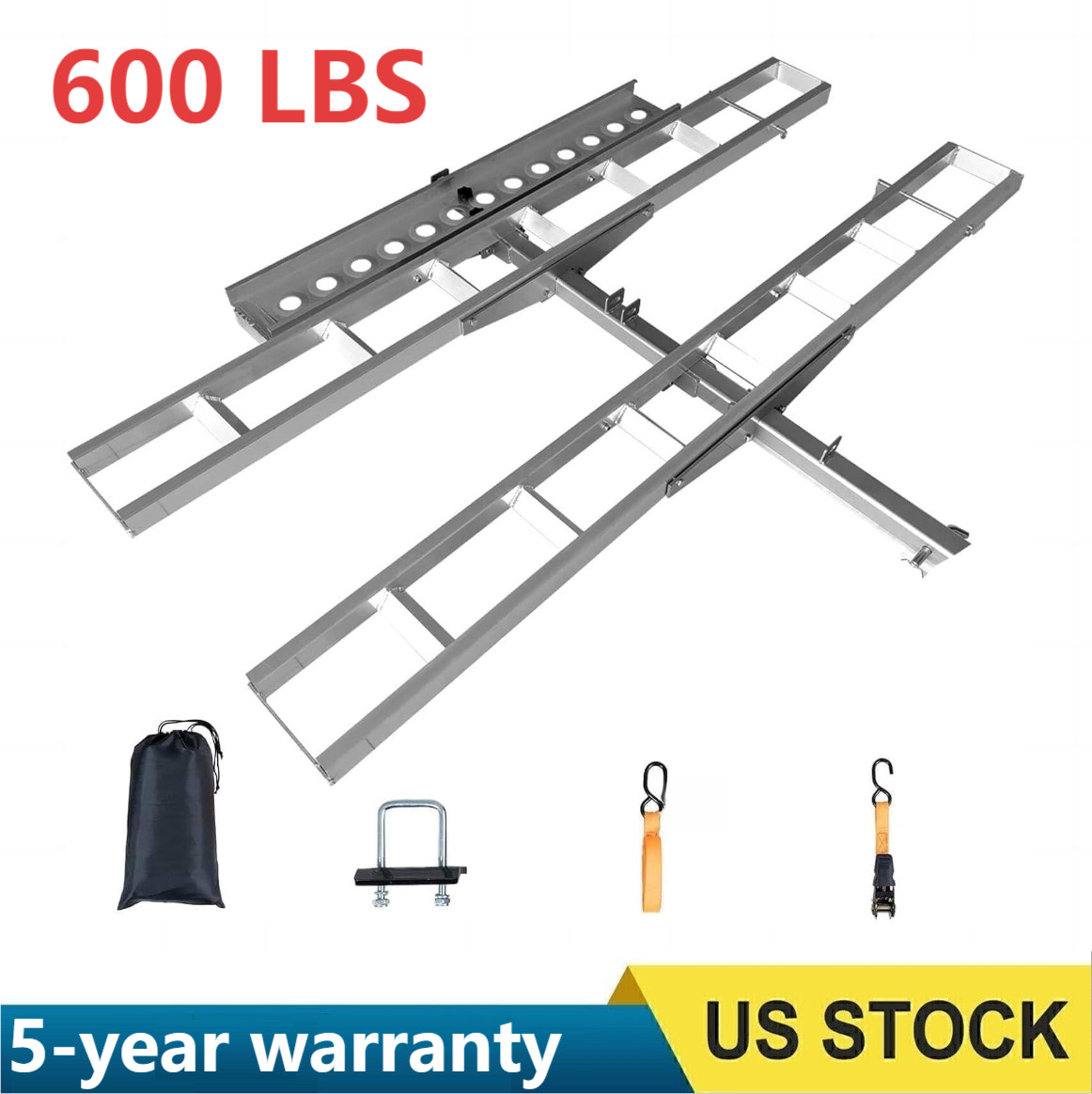 600 lb Motorcycle Hitch Carrier Rack with Ramp for Scooter Dirt Bike