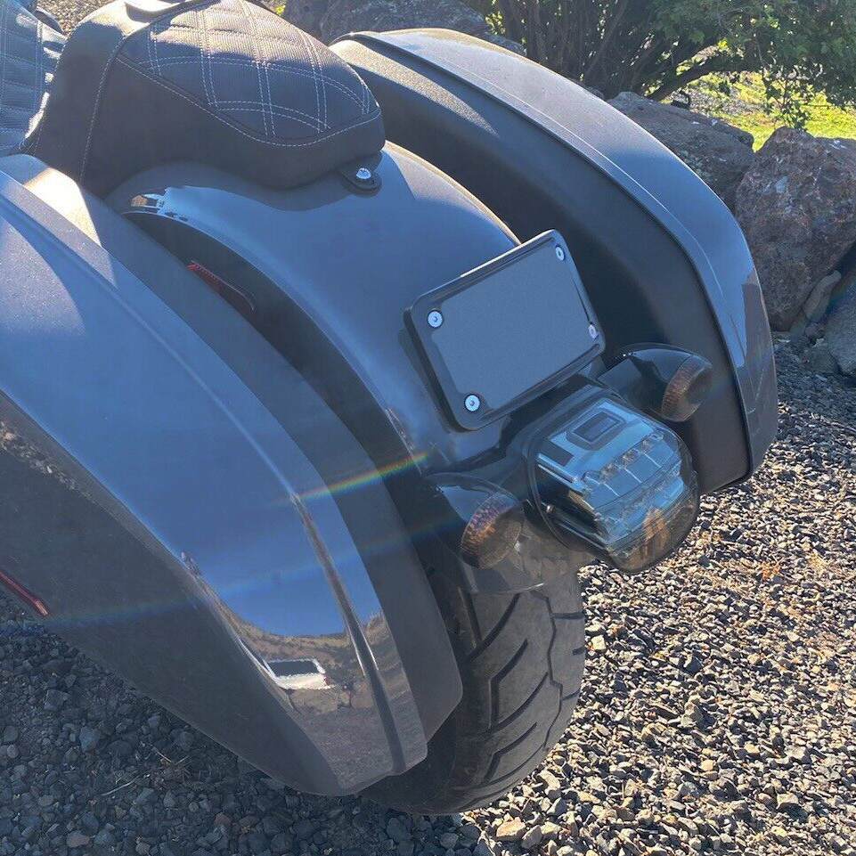 3 Hole Curved Laydown License Plate Mount Bracket For Harley Softail Sportster