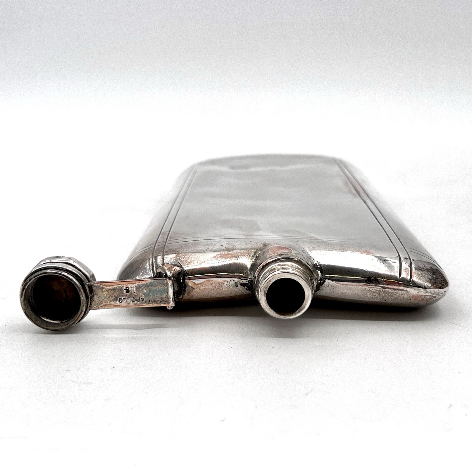 Antique Apollo Silver Co. 9.5-inch Silverplate Flask 0.5 Liter Capacity