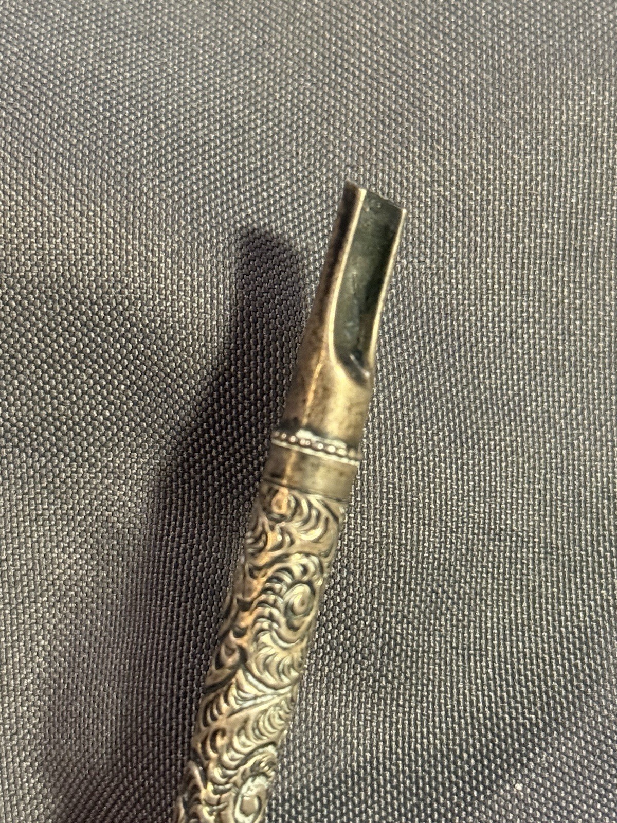 Antique Ornate Sterling Silver Dip Pen Holder quill inkwell