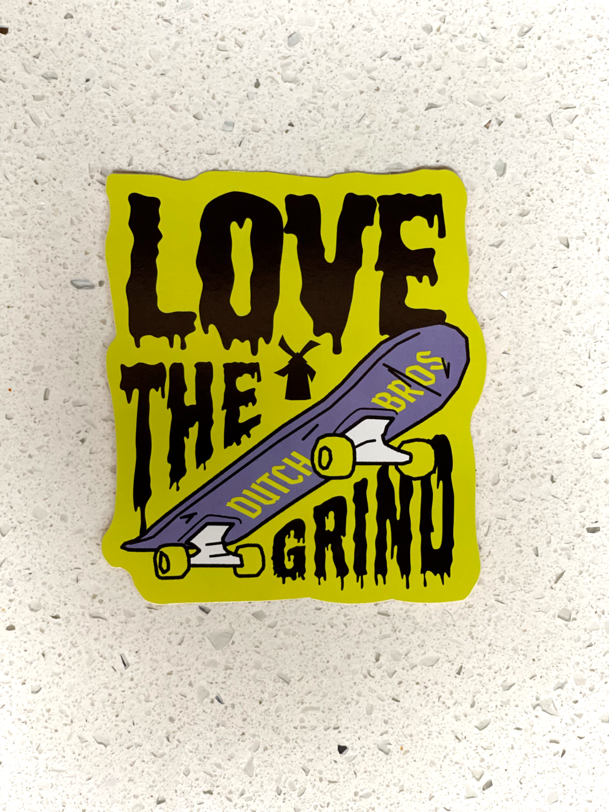 *NEW* Dutch Bros Sticker SEPTEMBER 2023 Love The Grind Skateboard Yellow & Black