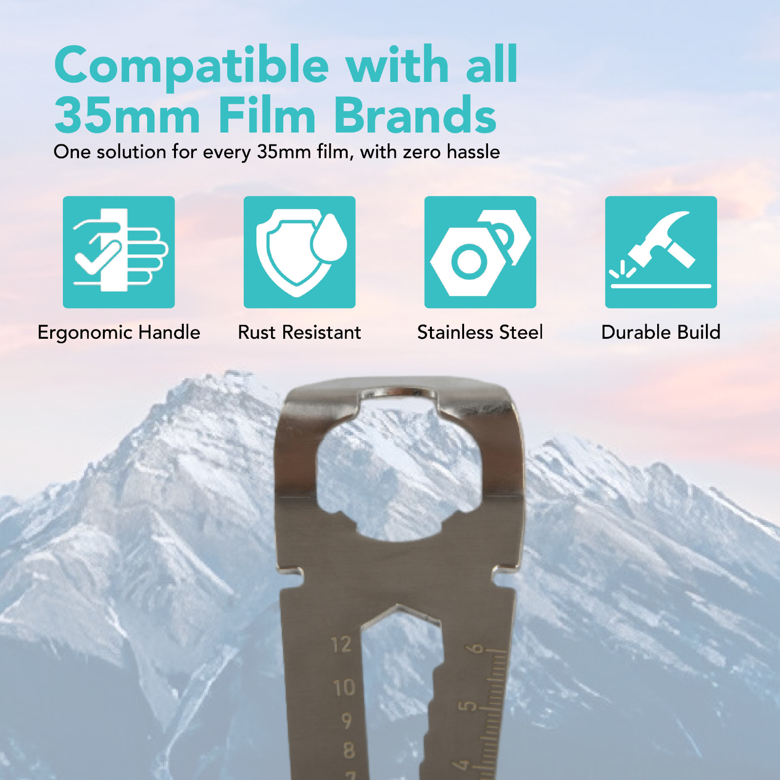 Stainless Steel 135 Film Opener/Decapper with Ergonomic Handle