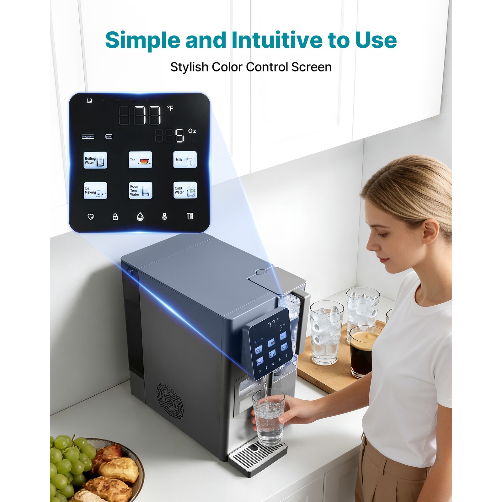 Uimoso 4-in-1 Countertop Ice Maker with Water Filter and Dispenser