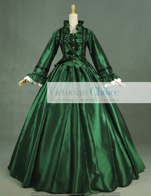 Victorian Civil War Taffeta Ball Gown Day Dress Reenactment Theater Costume 170