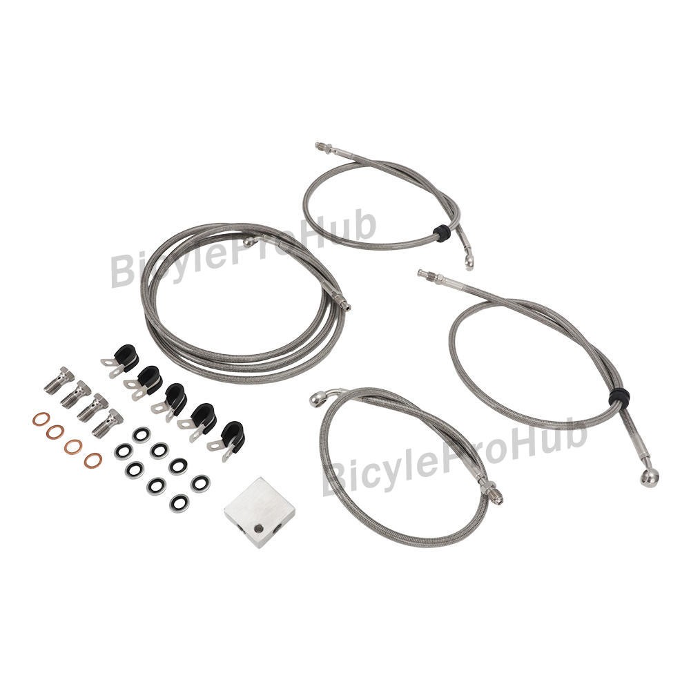 Front Braided Brake Hose Line Kit For Arctic Cat Thundercat 1000 2008 2009 2010