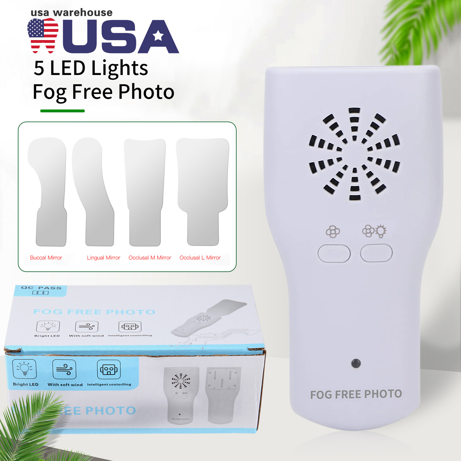 Dental Occlusal Mirror Fog Free LED Light Intra Oral Photo 4 Mirror Obervation