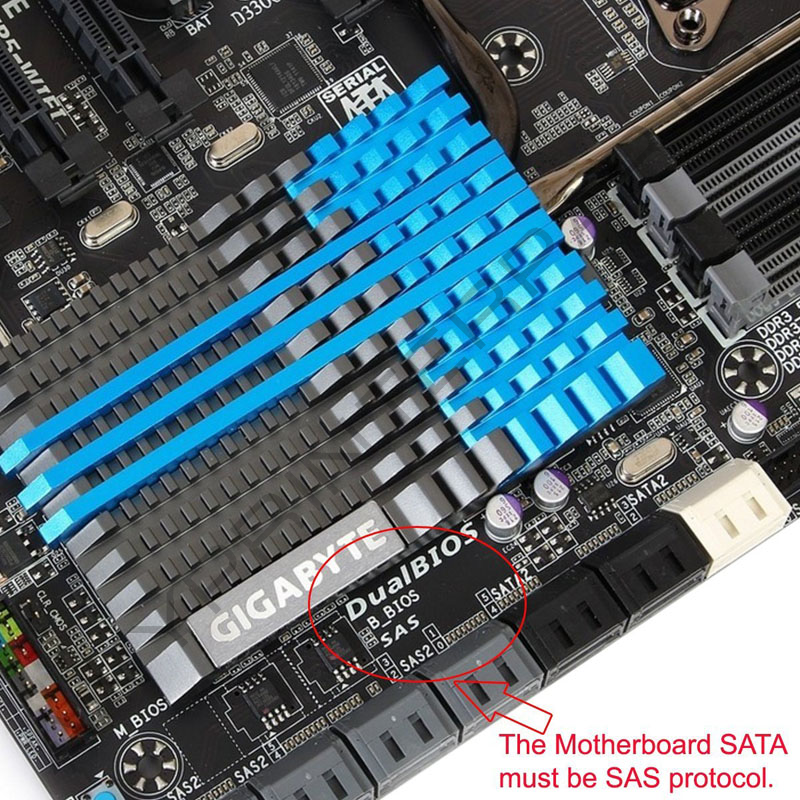 SFF-8482 Computer Cable Connectors SAS to SATA 22 pin HDD Raid Adapter