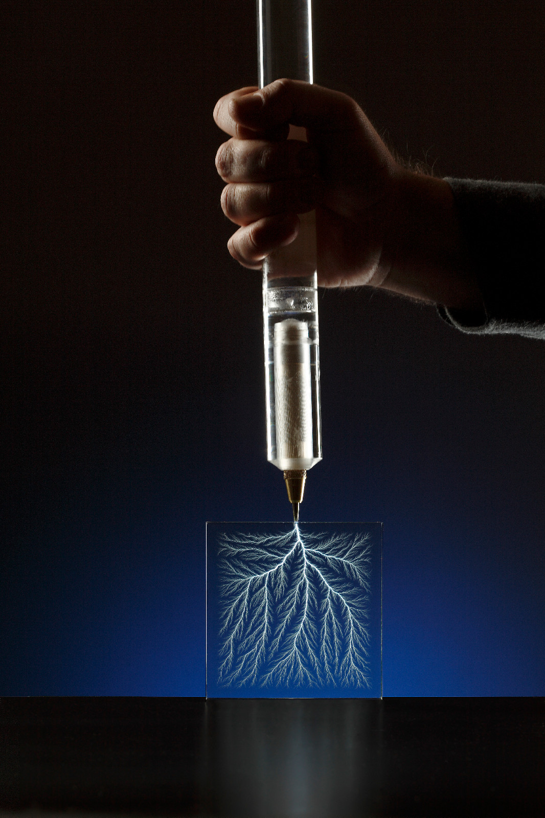 2" x 2" x 3/4" Captured Lightning Edge Lichtenberg Figure Beam Tree Sculpture