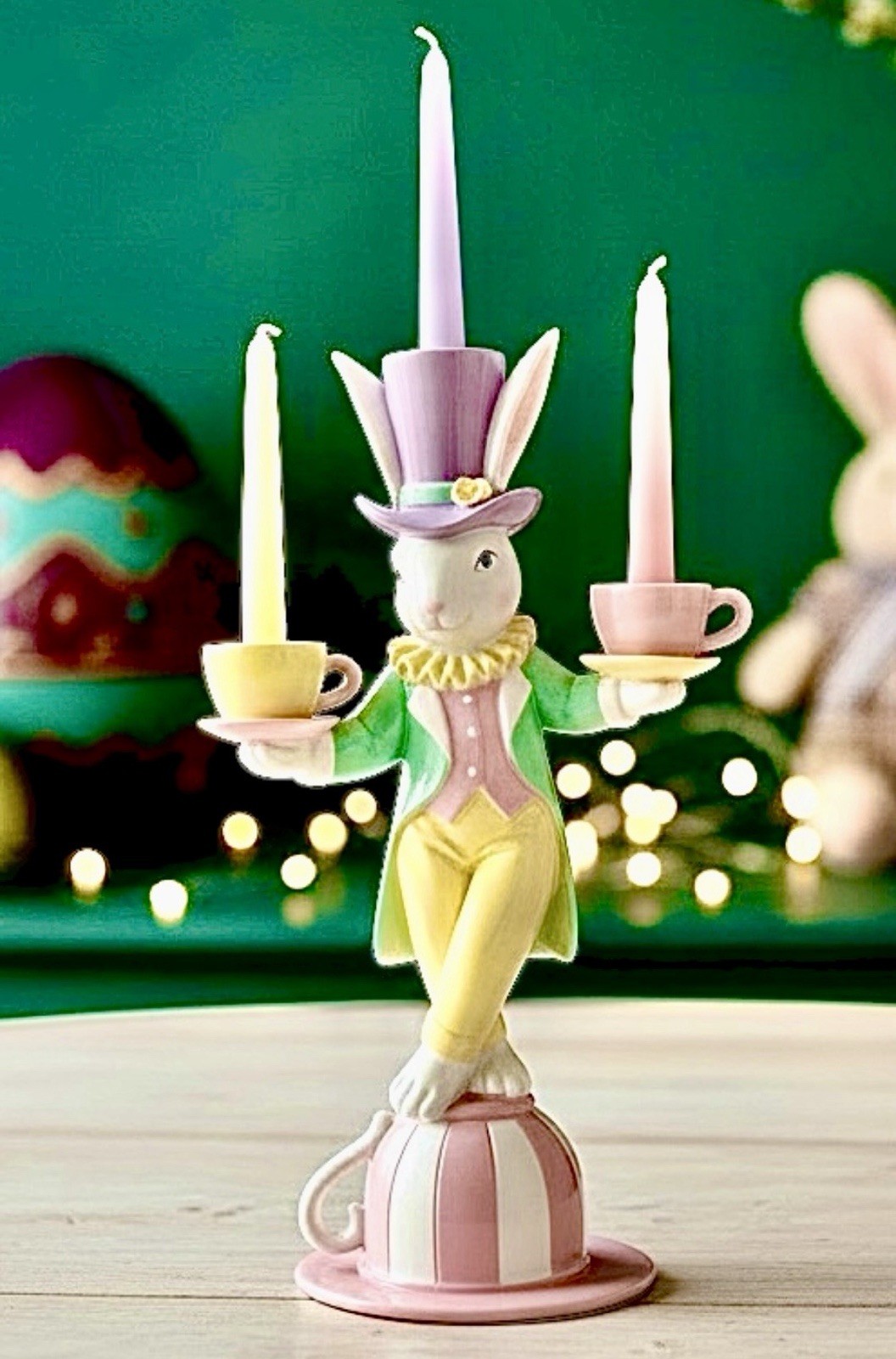 Mad Hatter Easter Bunny MacKenzie Style 13” VIRAL Candle Holder NEW IN BOX