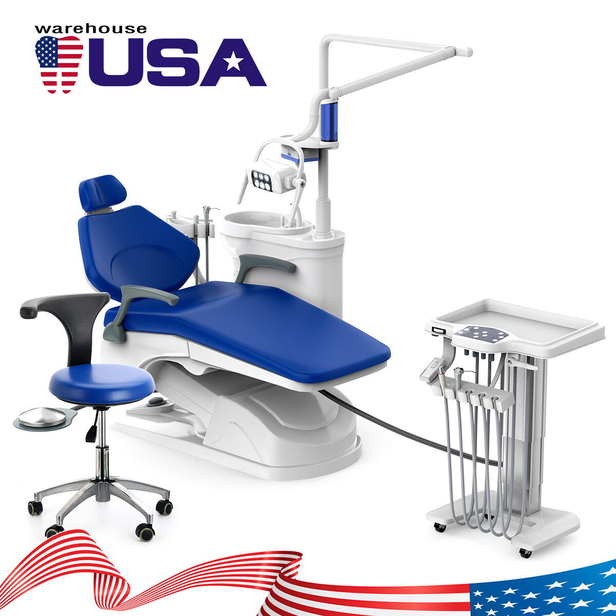 Dental Unit Chair Controlled DC Motor PU Leather/Delivery Unit Air Compressor 4H