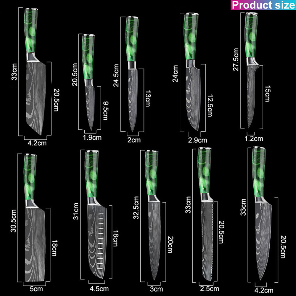 Japanese Damascus Pattern Chef Knives Stainless Steel Cleaver Kitchen Knife Set