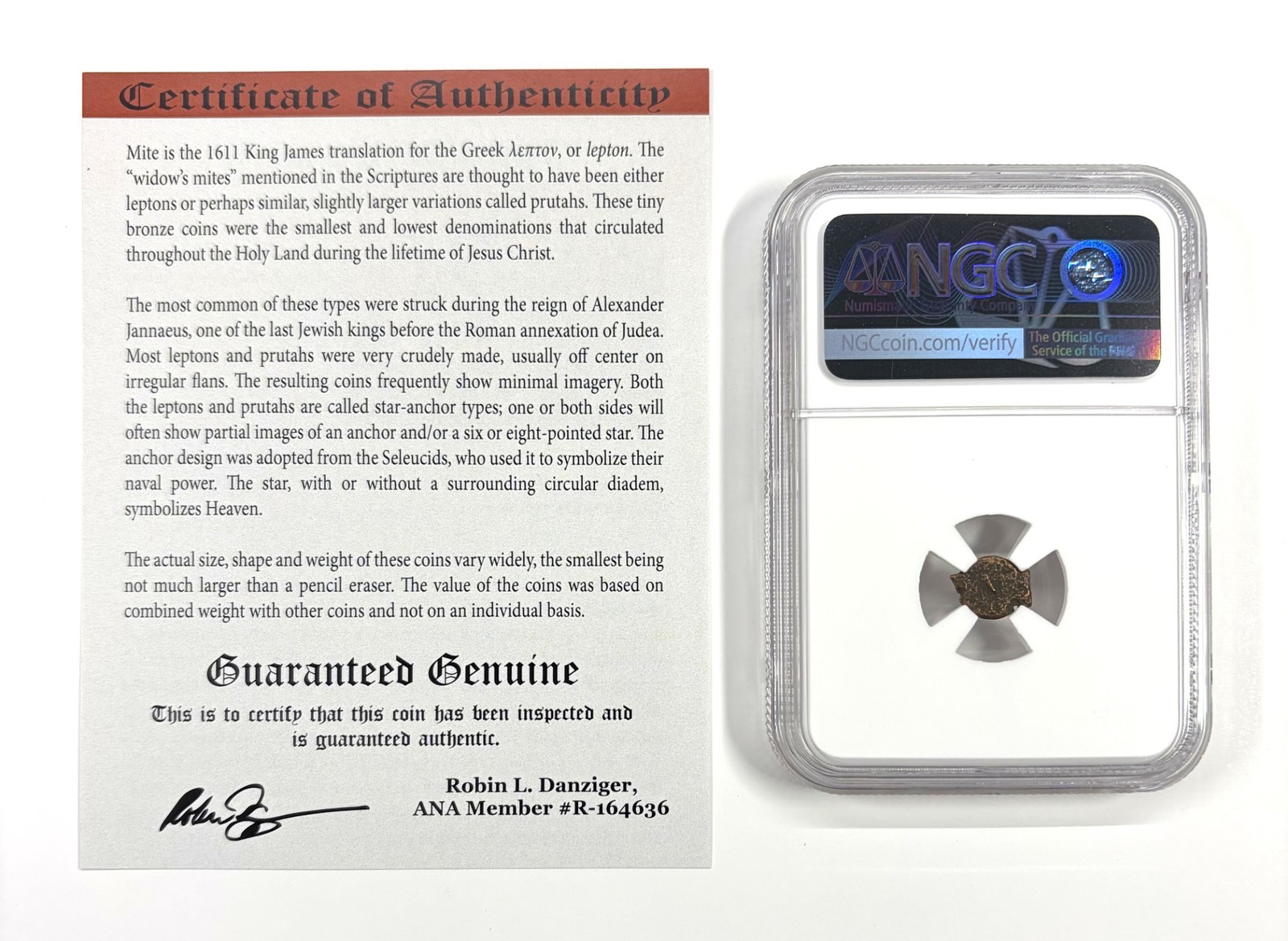 103-76 BC AE Prutah - Alex. Jannaeus, Judaea Biblical "Widows Mite" Ancient Coin