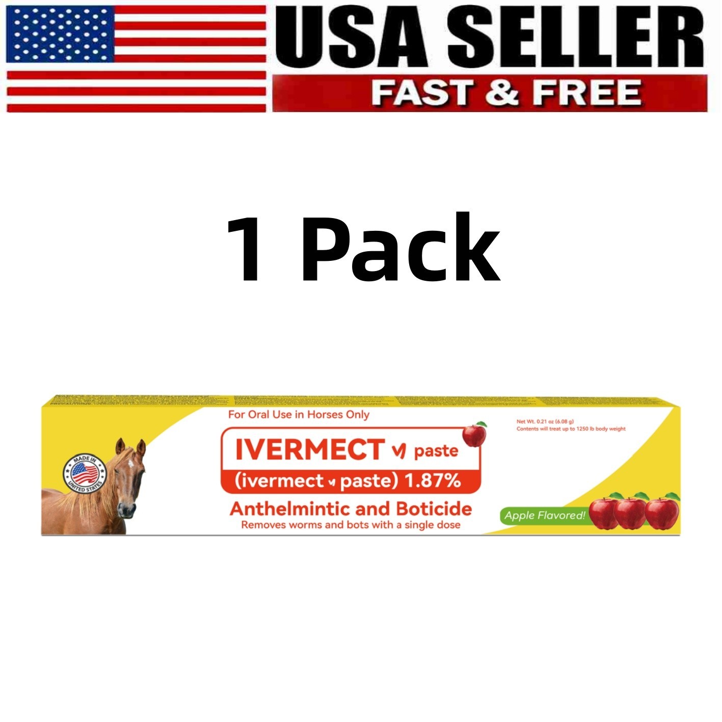 1 Pack New Paste Wormer Horse Dewormer Apple Flavor in US Free Delivery1/2028