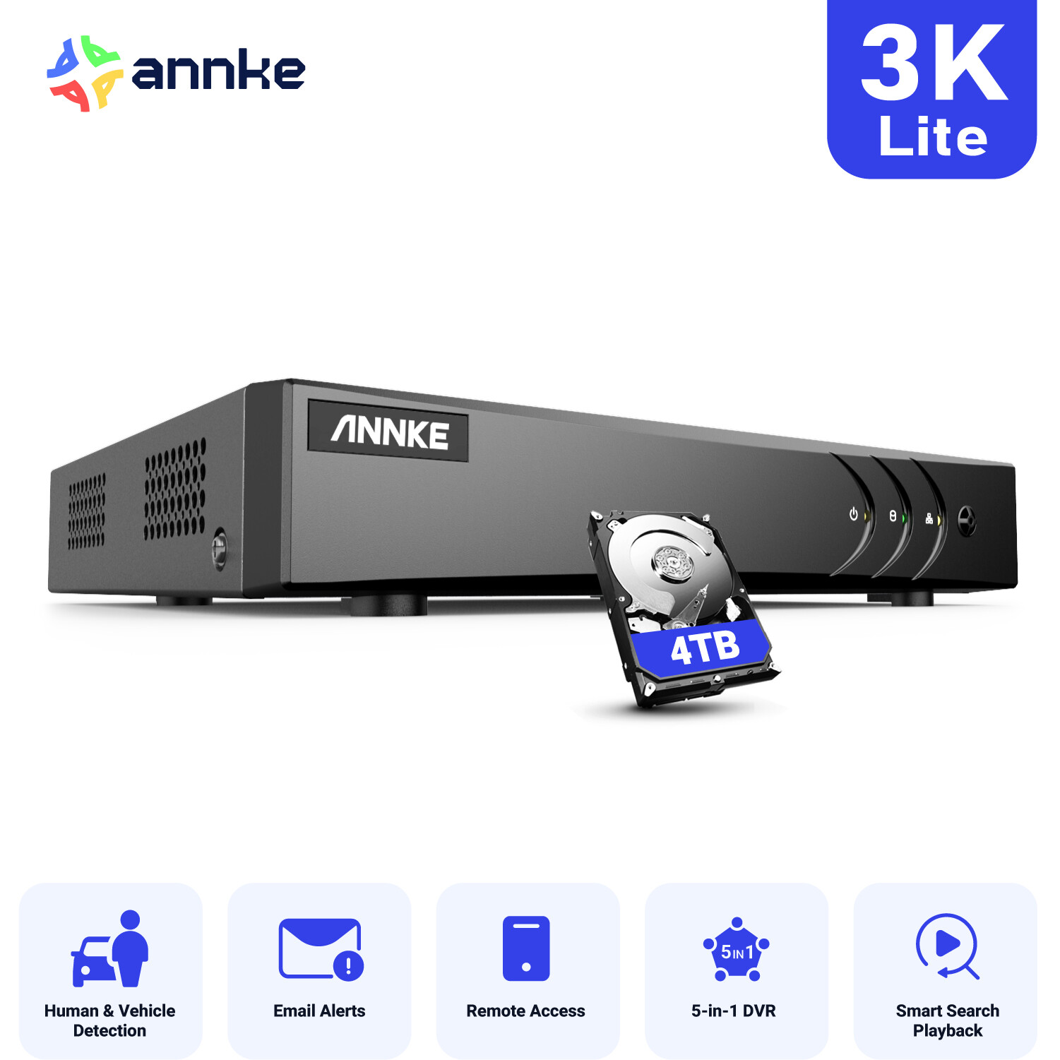 ANNKE 8CH 16CH H.265+ 5MP Lite DVR Recorder for CCTV Home Security Camera System