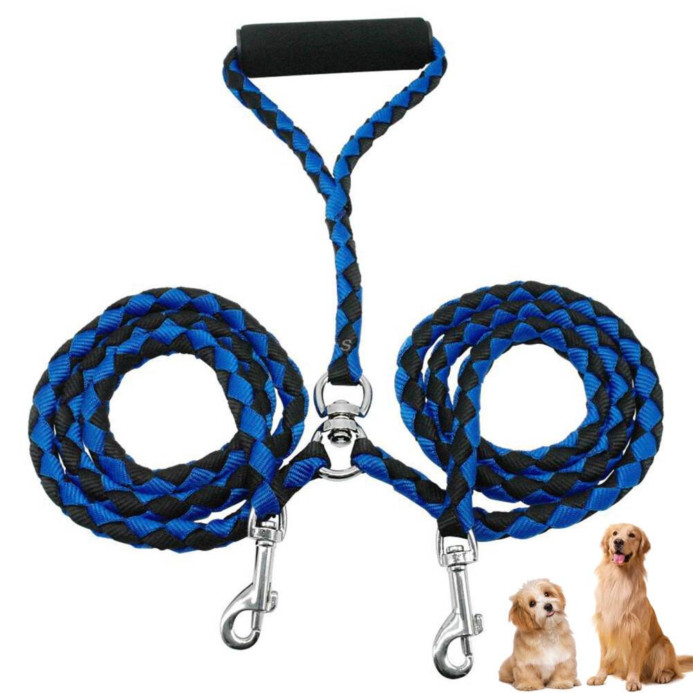No Tangles 2 Way Double Dog Leads Coupler Pet Leash for Twin Large Dogs Walking