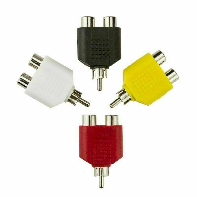 4x 1-Male to 2-Female Cable Adapter RCA Y Splitter AV Audio Video Plug Converter