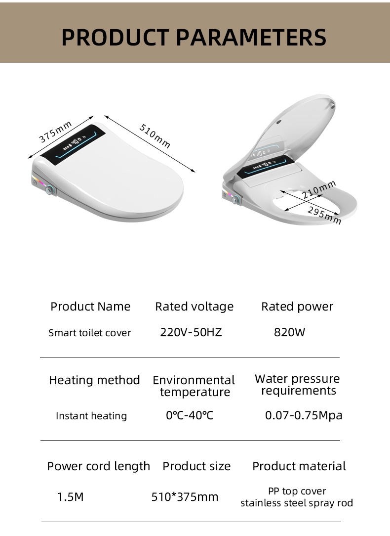 Electric Bidet Smart Toilet Seat- Elongated with Remote Control