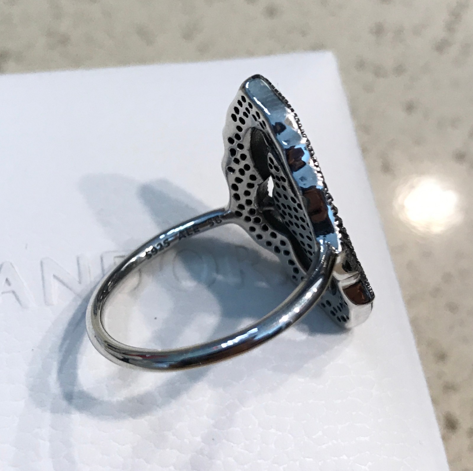 RARE~ Pandora Sparkling Lace Ring #190917CZ ~FREE HINGED BOX & POLISH CLOTH +Tag