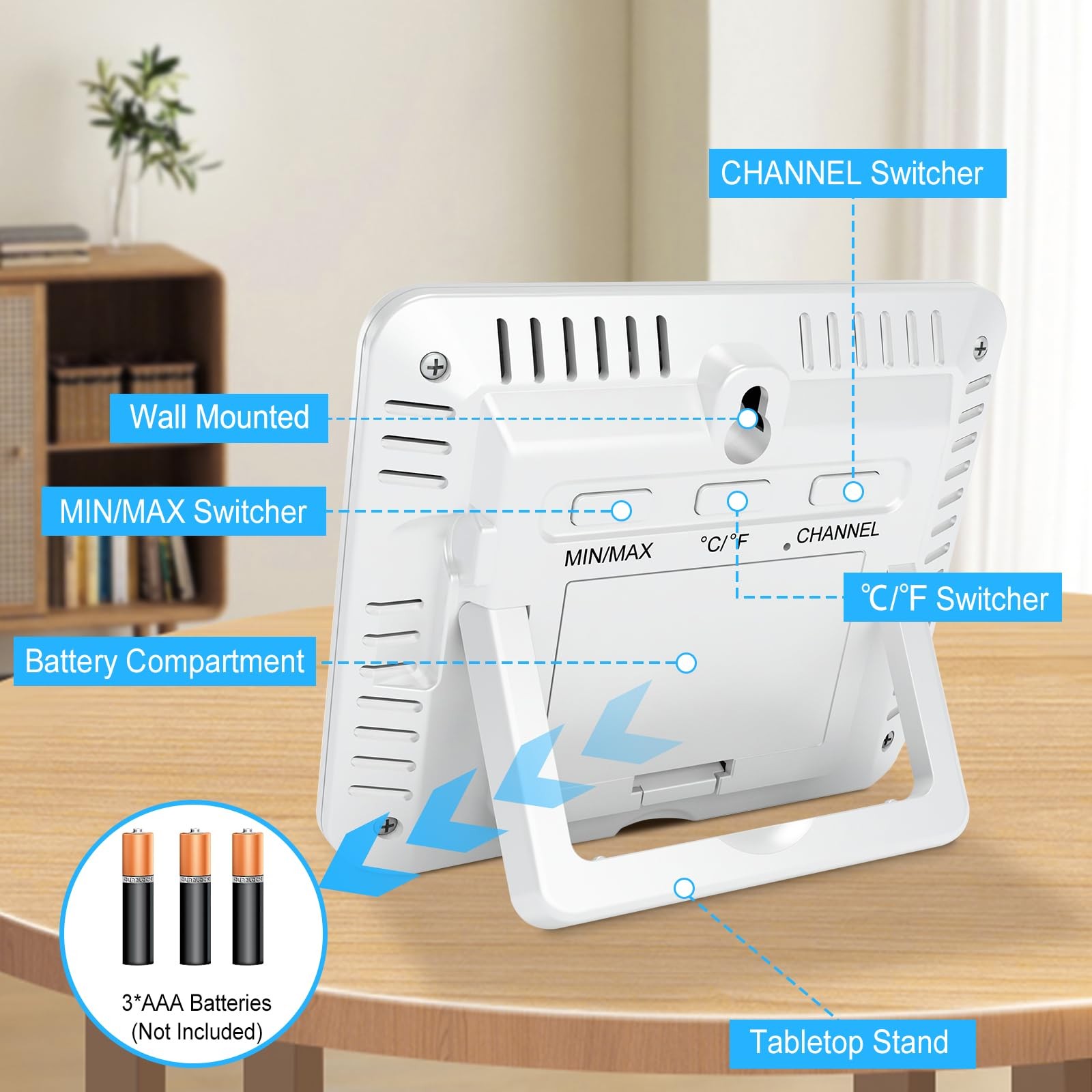 Weather Station Wireless Indoor Outdoor Thermometer with 3 Sensors, Remote Te...