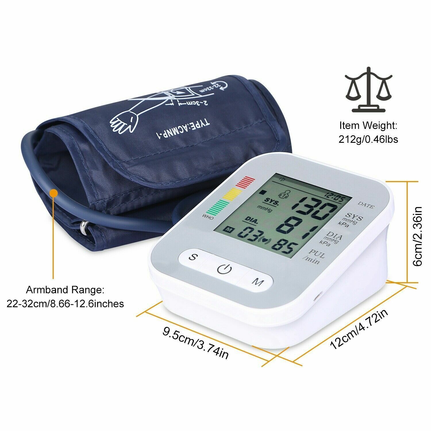 Blood Pressure Monitor Automatic Arm Digital BP Cuff Pulse Heart Rate Machine US