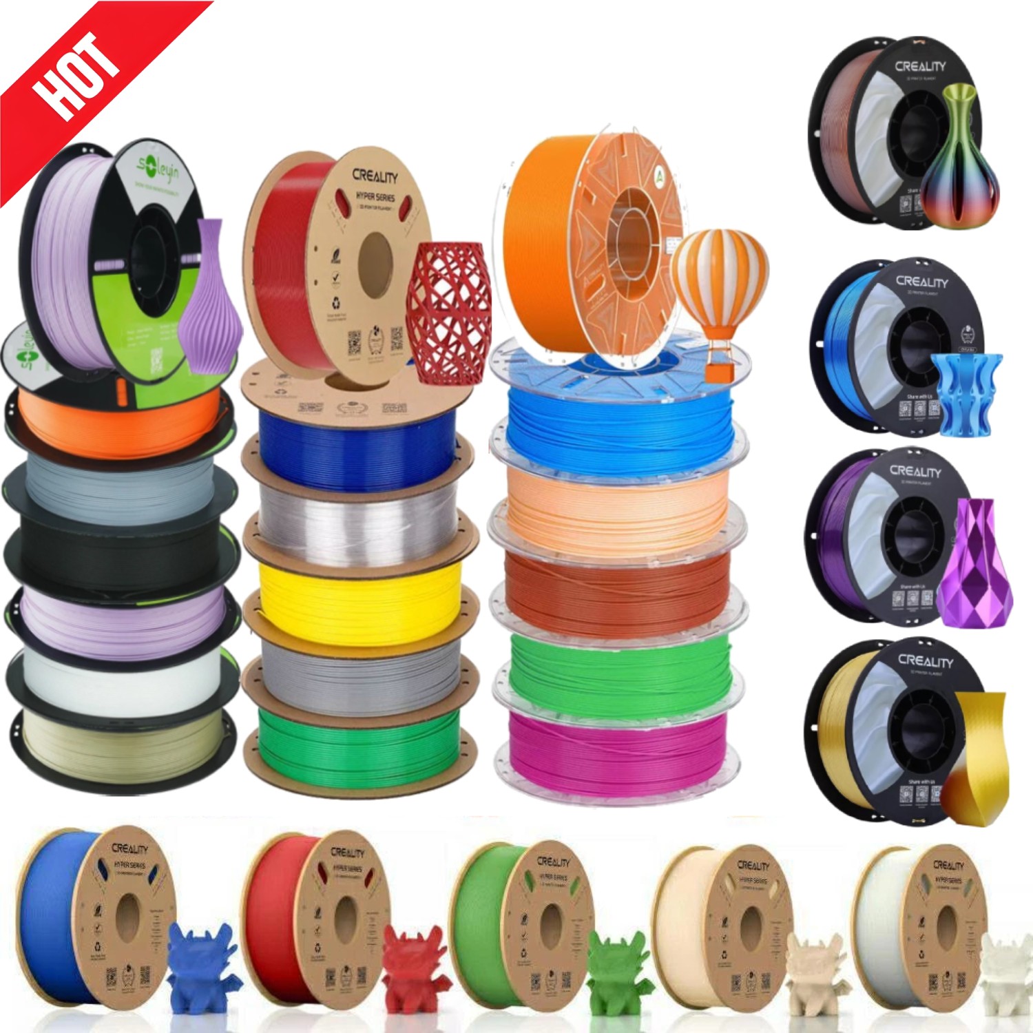 Creality Hyper PLA/PETG/RFID PLA/Soleyin/Silk/ABS/ASA 3D Filament 1KG 1.75mm