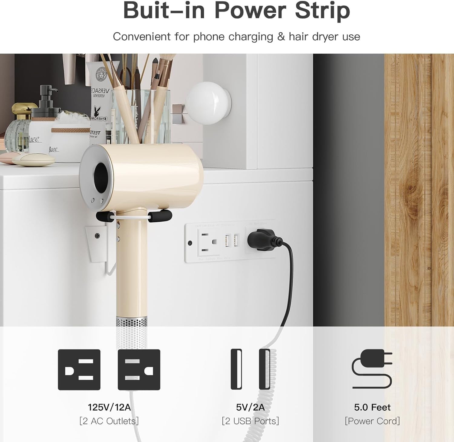 Vanity Desk with Mirror, Makeup Vanity 11 Drawers & Chair, White, Christmas Gift