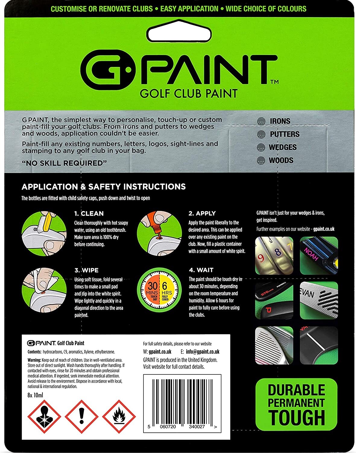 G-Paint Golf Club Paint -(8 Pack)- Customize Paint Fill or Refurbish Golf Clubs