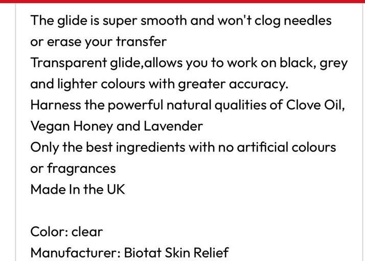 Biotat Tattoo Glide a Natural Soothing/NUMBING Tattoo Glide 500ml New!