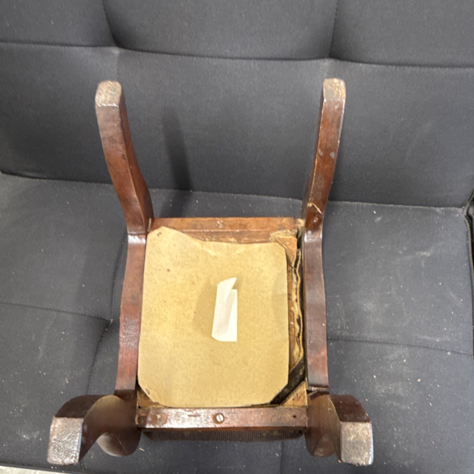 Antique Wooden Footstool Floral Needlepoint Rectangular Brown Red Green