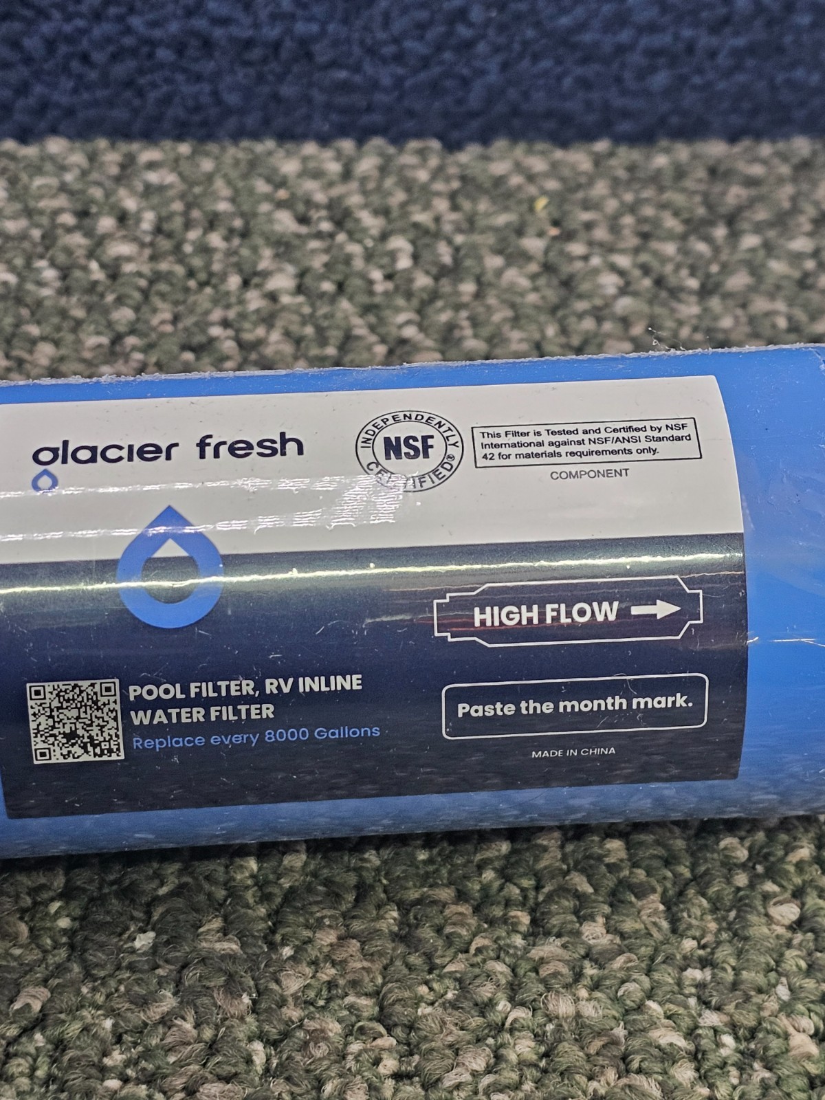 Glacier Fresh RV Inline Water Filter 10-1/2" Length For Chlorine Odor & Sediment