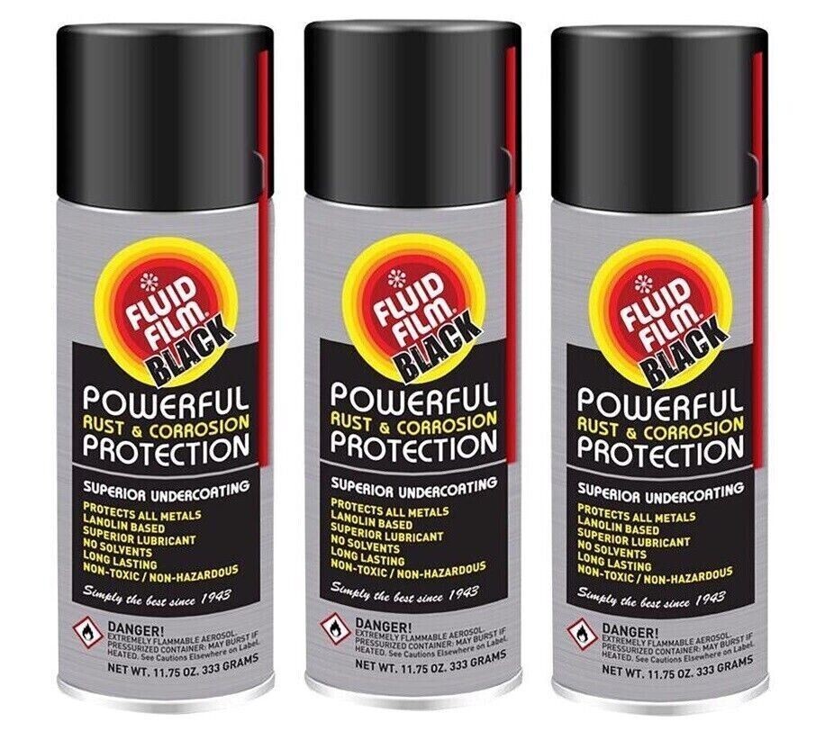 3 PACK!! Fluid Film Black AS11B Undercoating Protection Rust Inhibitor Spray Can