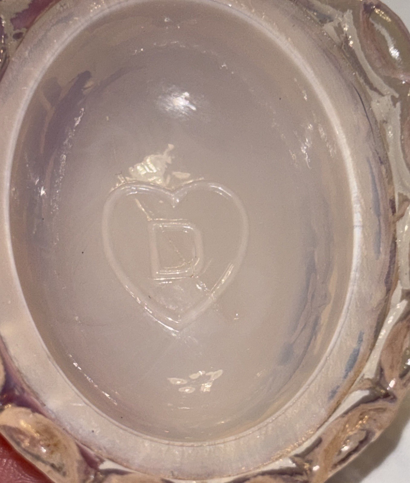 Degenhart Miniature Creamy Pink Glass Hen on Nest HON Mini Opaque