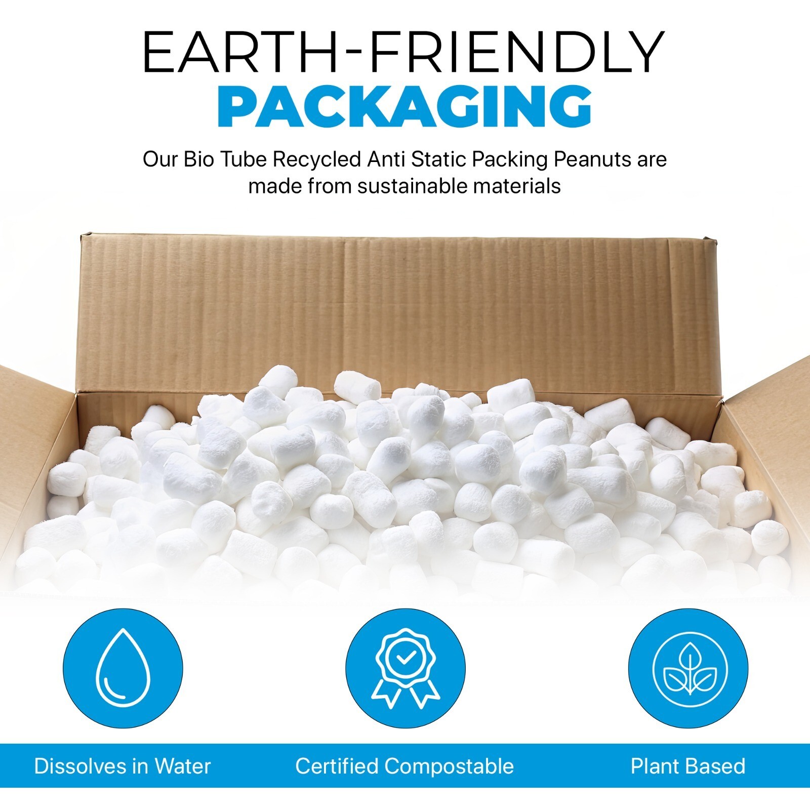 Biodegradable Peanuts 0.25 cu ft naturally antistatic popcorn for packaging