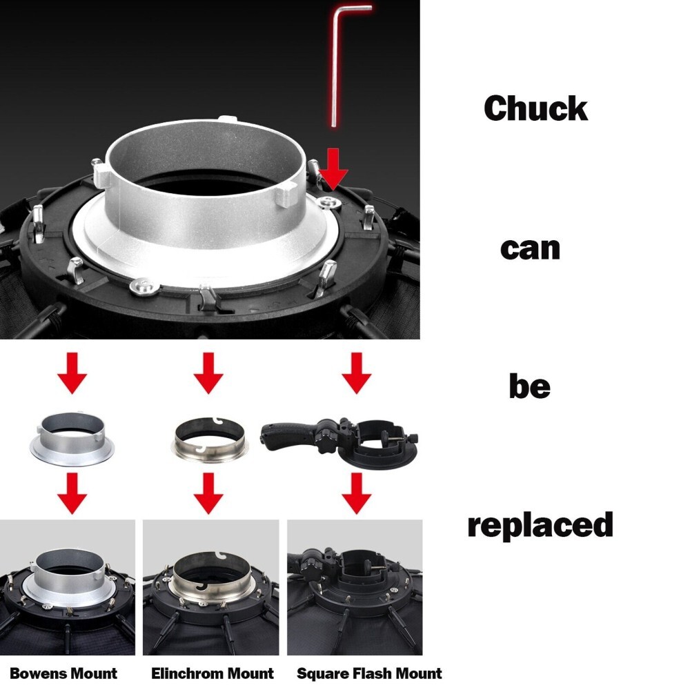 US TRIOPO K2-65 65cm/25.6'' Foldable Octagon Bowens Softbox Fr Godox SL60W SK400