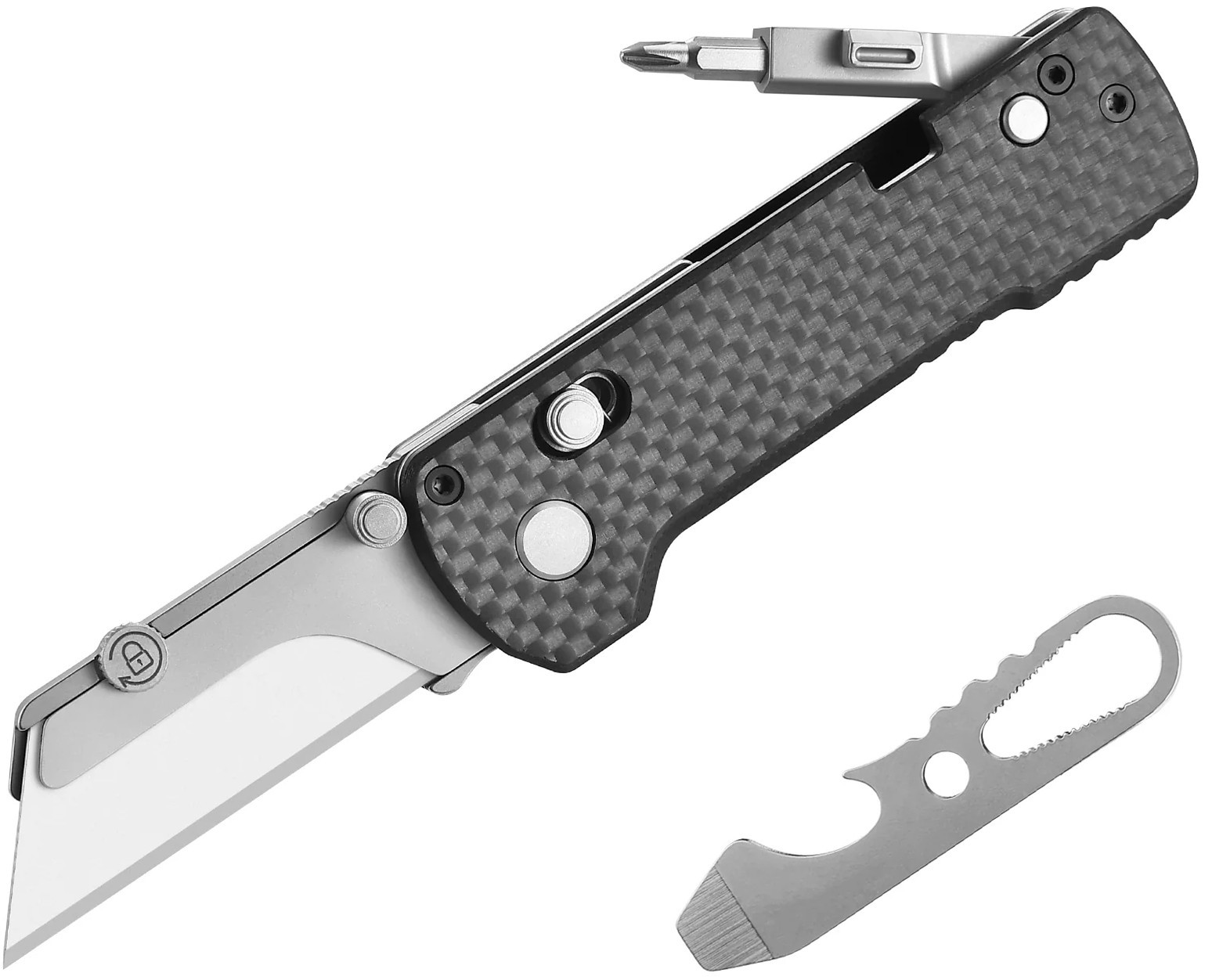 Olight U1 Pro Multitool Folding Utility Knife, Carbon Fiber Overlay & G10 Handle