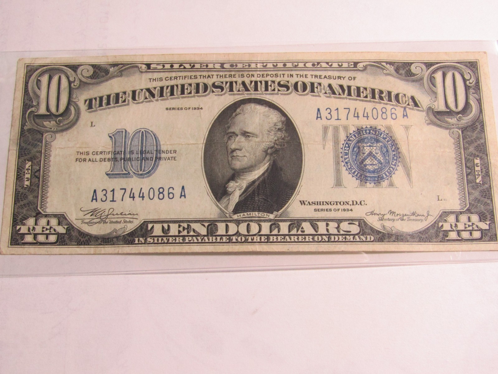 1934 $10 Silver Certificate #529 - Fr 1701 - VF+++