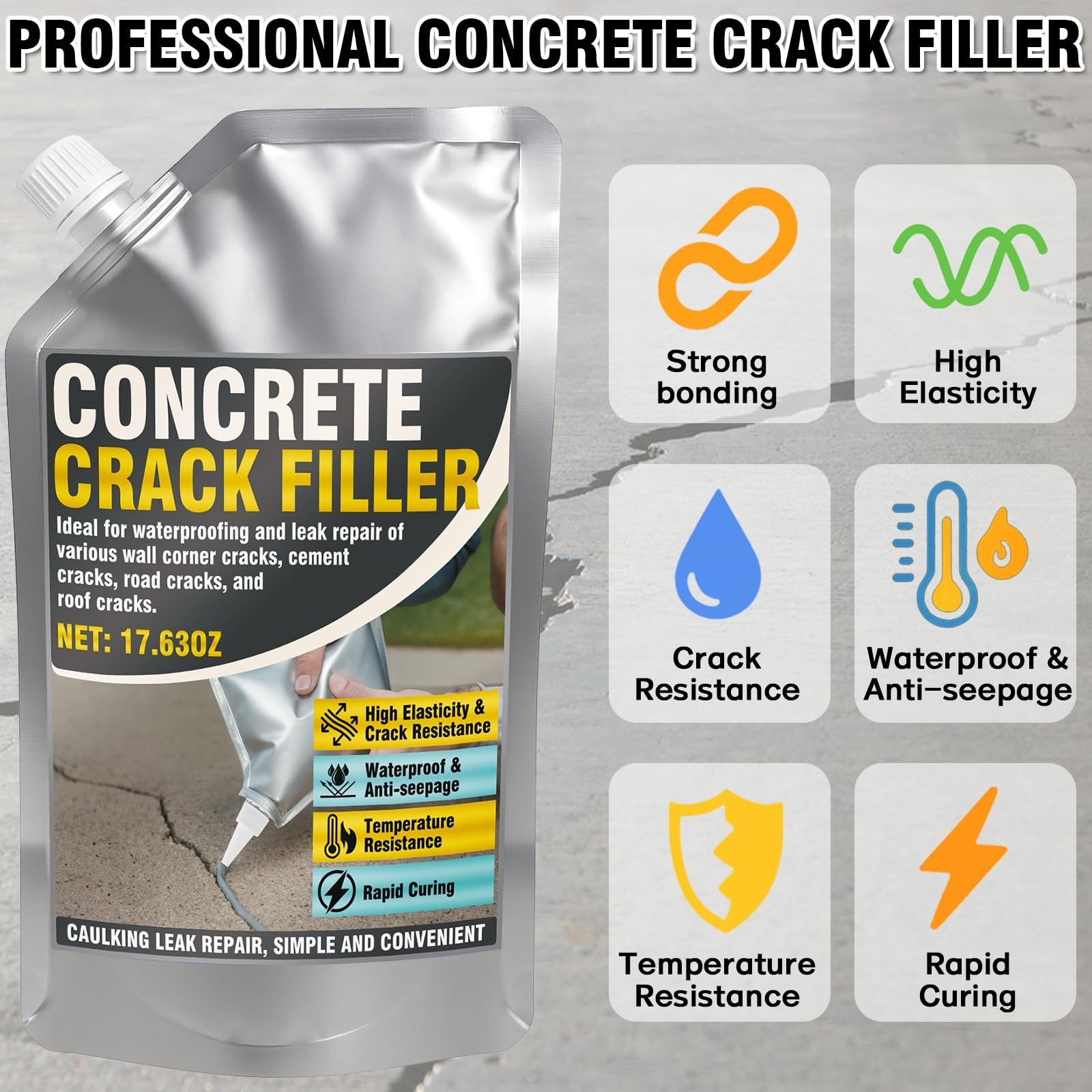 Self-Leveling Concrete Crack Filler High Elasticity Liquid Cement Repair Sealant
