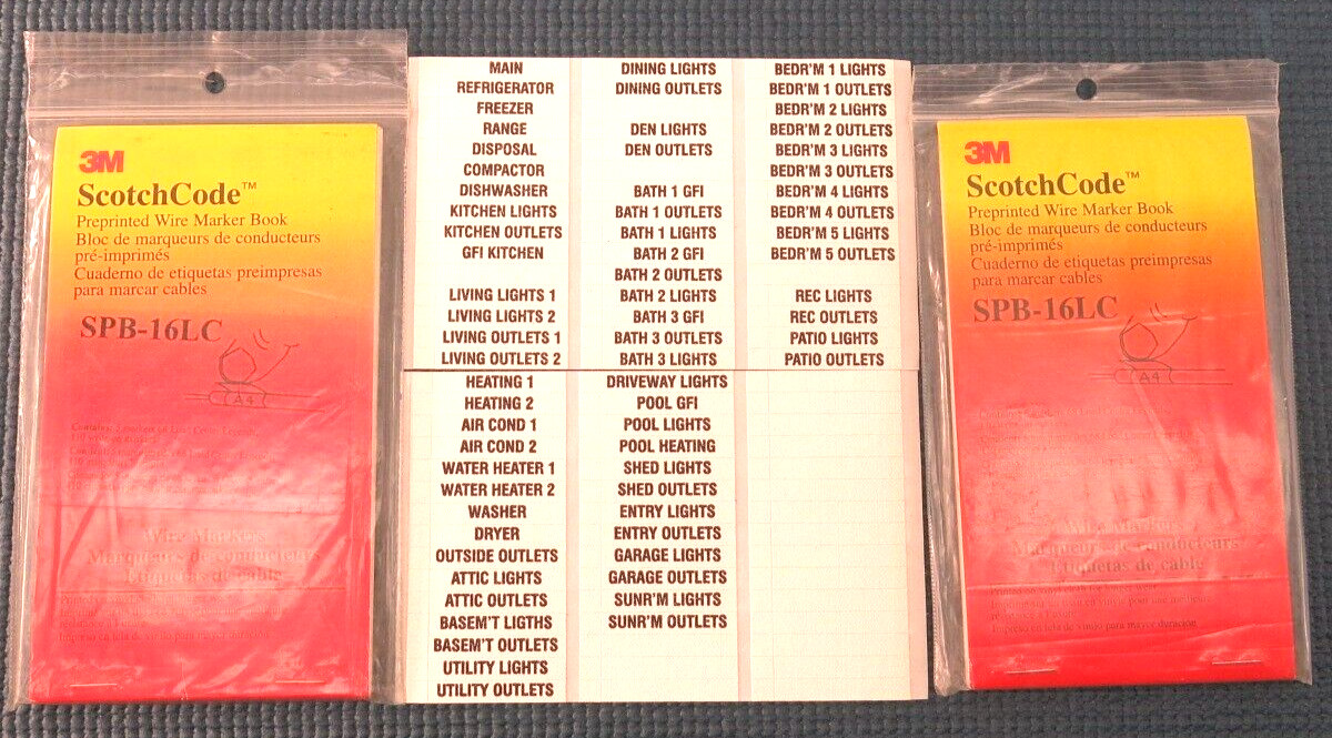 Electeicians tape 3M LABLES SCSP-16LC. ELECTRICAL PANEL MARKER BOOKS. (2 PACK)