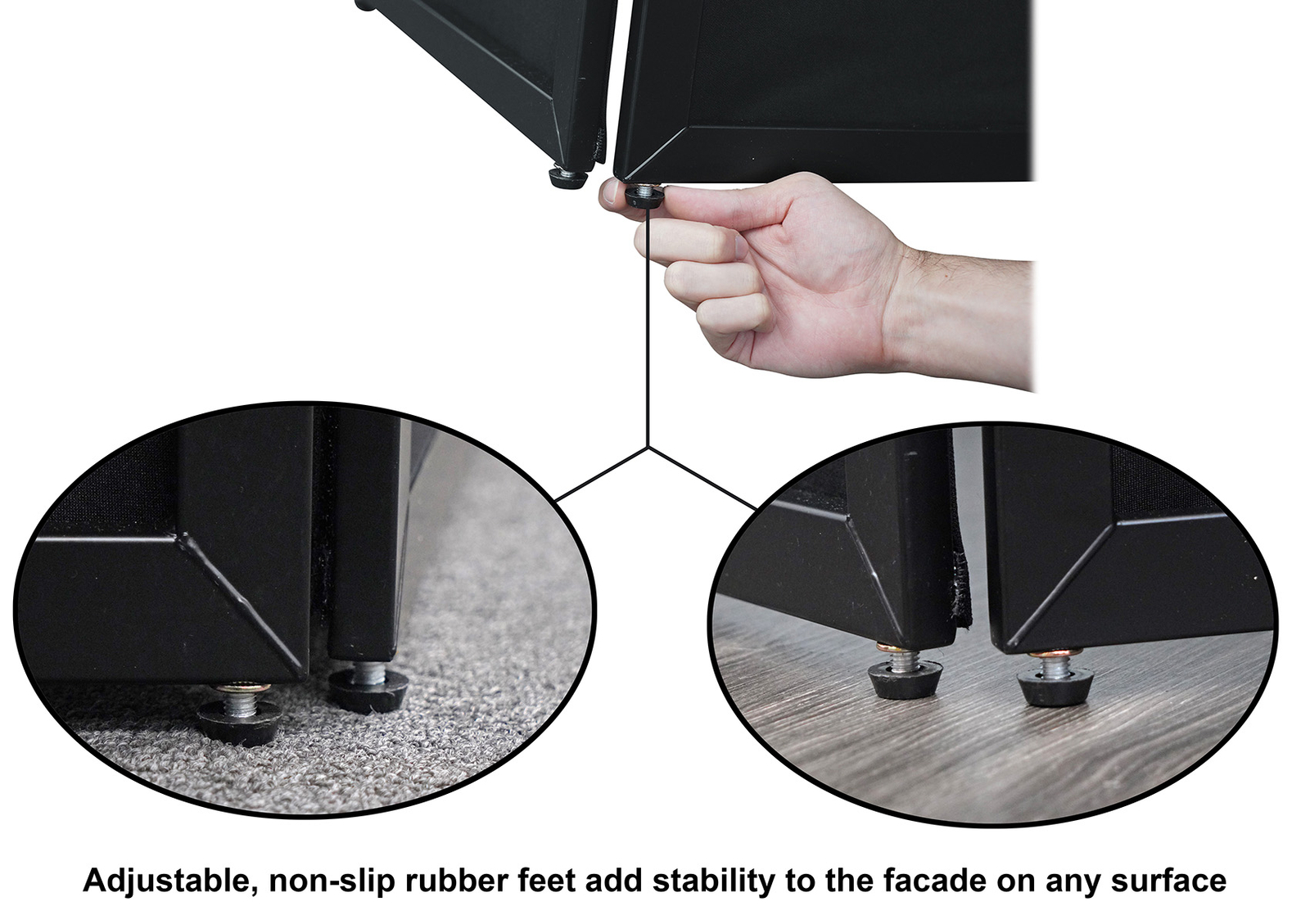 Rockville RFSSB Black DJ Event Facade 80" x 44" Steel Frame Booth+Travel+Scrim