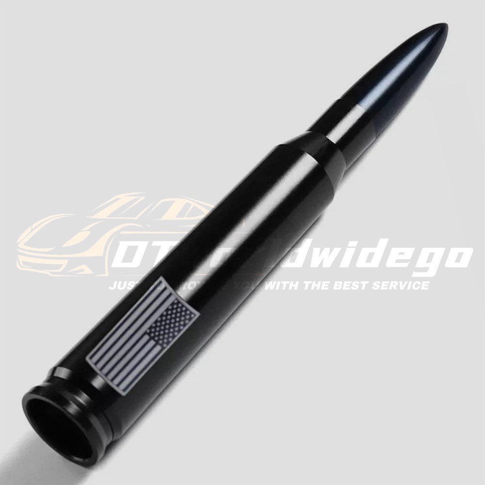 BLACK SHORT US Flag BULLET ANTENNA 50 CAL AM/FM FOR TACOMA TUNDRA 4RUNNER TRUCKS