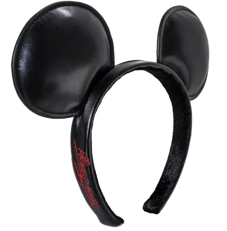 NEW Disney Parks Mickey Mouse Signature Ears Headband Solid Black Faux Leather